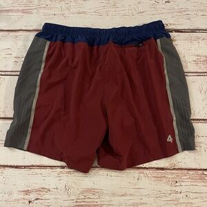 FOUR LAPS Bolt Lined‎ Running Shorts Burgundy Gray  XL Stretch Wicking 7"